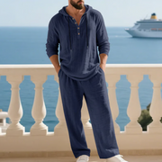 MARRI™ | BEQUEMES 2-TEILIGES HERREN-SET AUS LEINEN – Dunkelblau