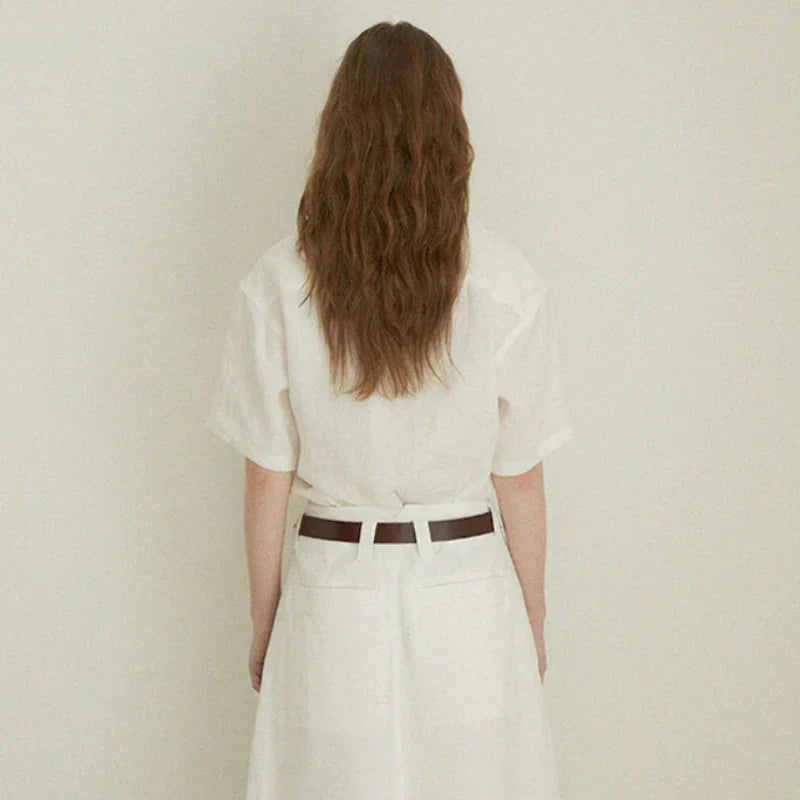 Luftig & Zeitlos Kurzarm Leinenbluse Damen V-Ausschnitt – Milena