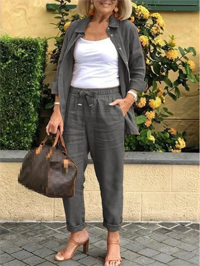 Zweiteiliges Leinen-Set | Hemd & Hose | Luftig & Bequem