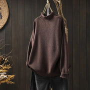Oriane - Strukturierter Stehkragenpullover – Braun