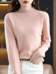 Pure Schurwolle Damenpullover – Rosa