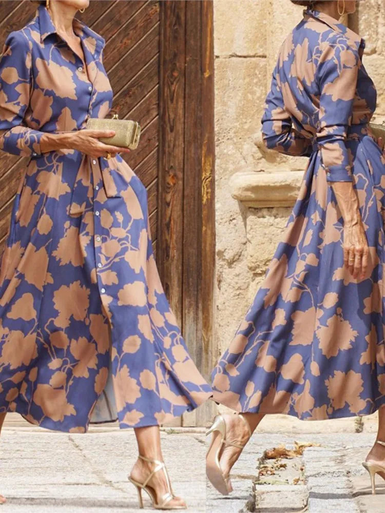 Hemdblusenkleid mit floralem Muster | Fließender Schnitt | Eleganter Stil
