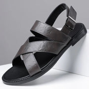 Max | Klassische Ledersandalen Herren Chic – Grau