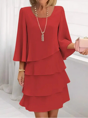 Catherine™ - Elegantes Komfort-Rüschenkleid – Rot