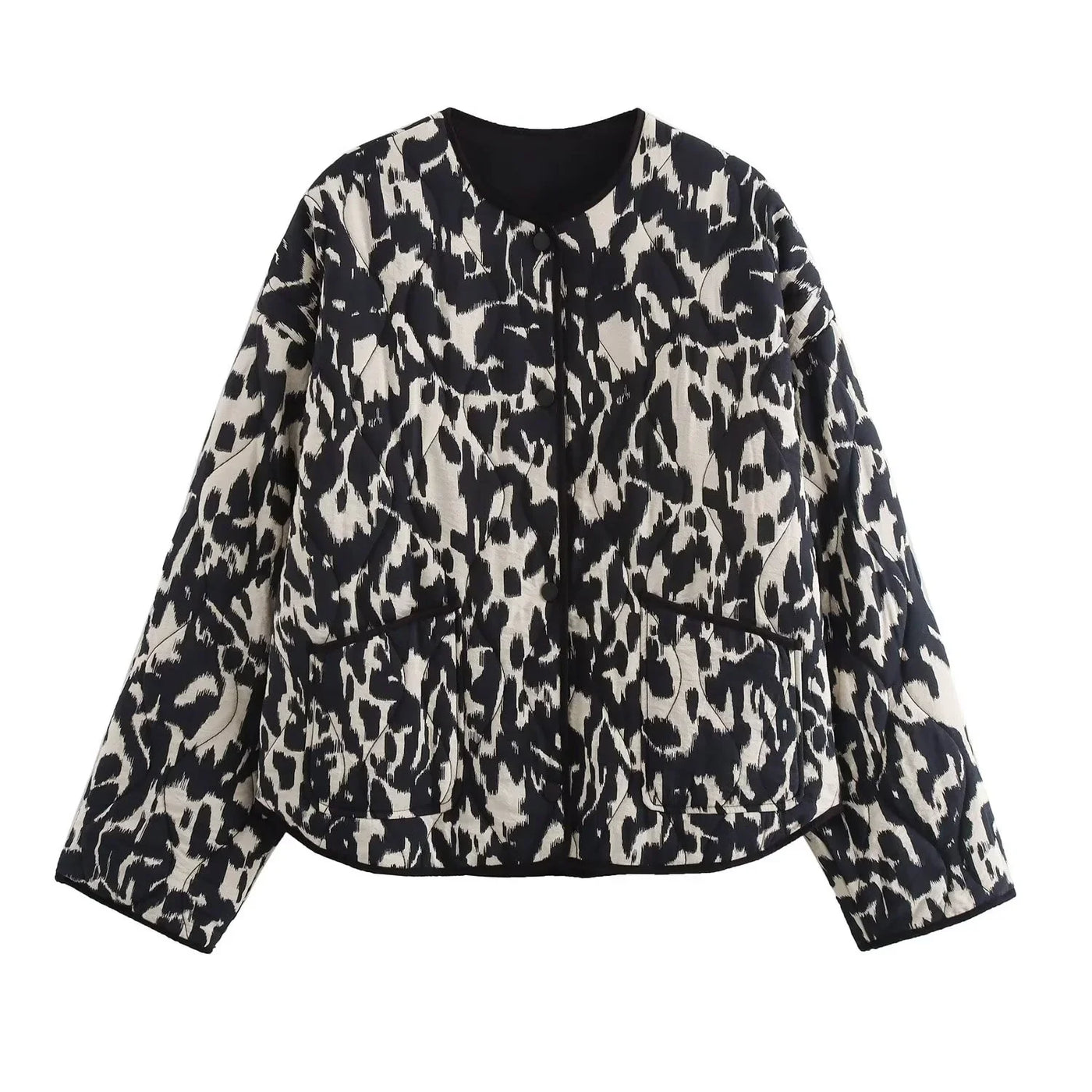 Connie Steppjacke Rundhals Animalprint