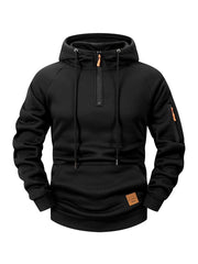 Quenford - Softtouch-Reißverschluss-Hoodie – Schwarz