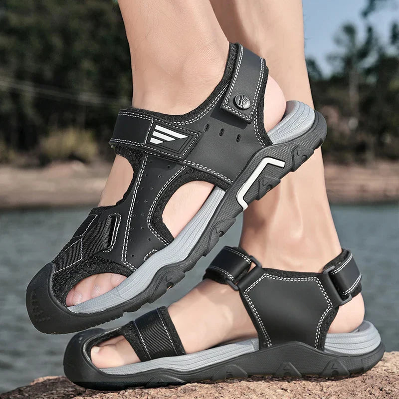 Bequeme rutschfeste Ledersandalen für Herren – Ideal für Senioren