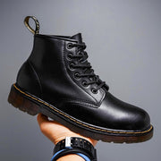 Felix | Vintage Echtlederstiefel Mit Schnürung Für Herren – Anthrazit Schwarz
