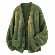 Galienne - Oversize-Strickjacke mit V-Ausschnitt in Soft-Touch-Qualität – Grün
