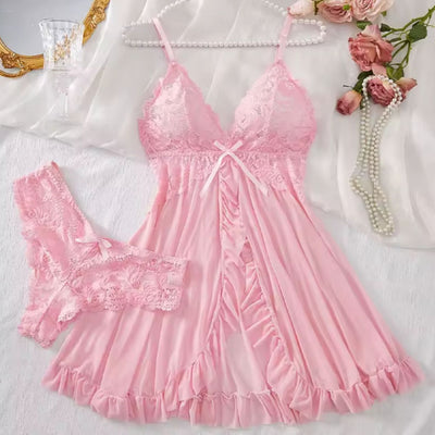 Spitzen-Babydoll | Transparente Eleganz | Verspielter Volantsaum