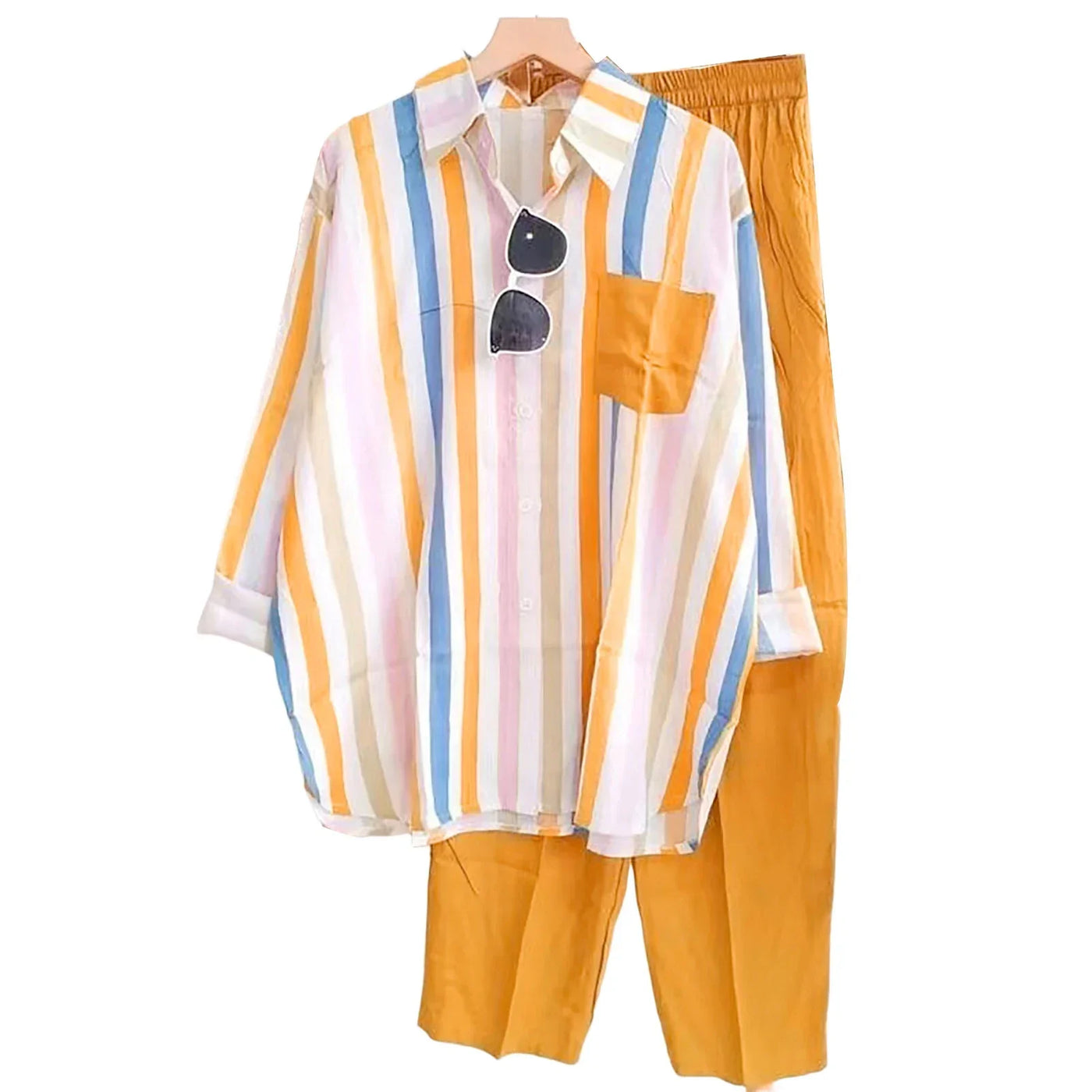 Zweiteiliges Sommer-Set aus Leinen Lockeres Shirt & Weite Hose - Zayenne