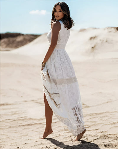 Boho-Maxikleid | Spitze & V-Ausschnitt | Luftige Eleganz