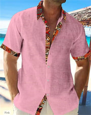 Eastcott - Lässiges Sommerhemd mit Ethno-Print – Pink-Rot