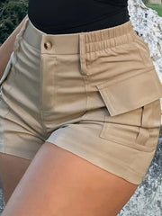 Sommerfeld | Damen-Shorts, hochgeschnittene Latzhose mit Knopftasche (1 Kaufen, 1 GRATIS dazu) – Khaki