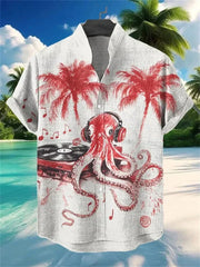 Ulric - Hemd mit Küstenmotiv und Knopfleiste – Oktopus-Musik