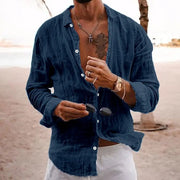 Marco | Herren hemd Langarm Freizeithemd Sommer Casual – Marineblau