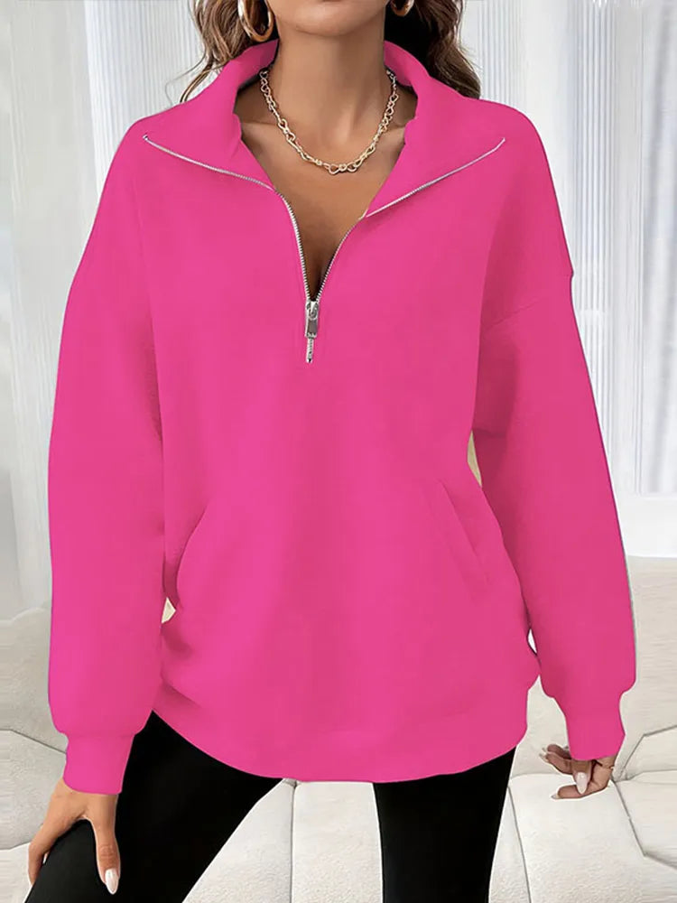 Avery | Schlankes Sweatshirt mit halbem Reißverschluss