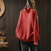 Oriane - Strukturierter Stehkragenpullover – Rot