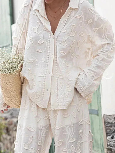 Zweiteiler-Set | Florale Stickerei | Lässig & Charmant