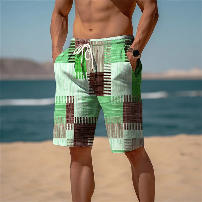 Strandshorts Herren Baumwolle 3D Print Atmungsaktiv Sommerlook - Jamal