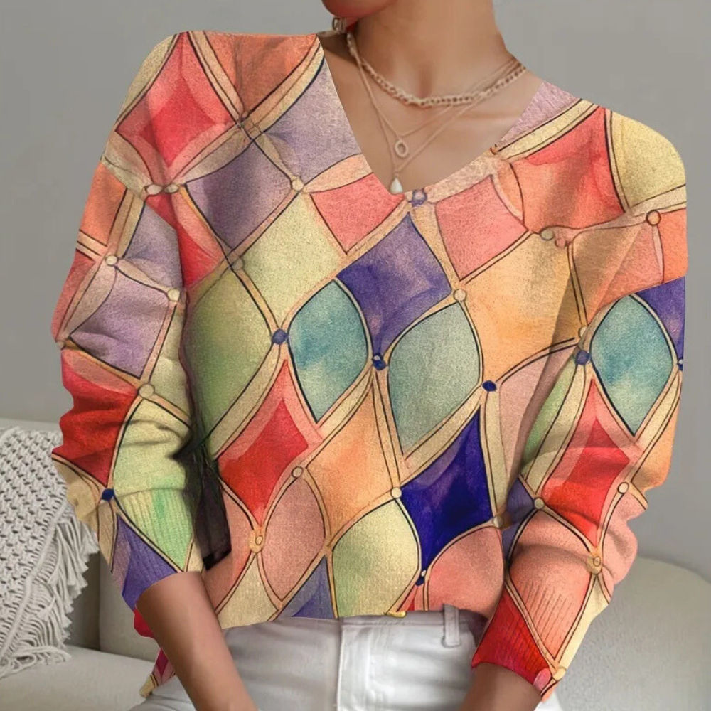Künstlerischer Pullover | Geometrisches Muster | Lässiger Schnitt
