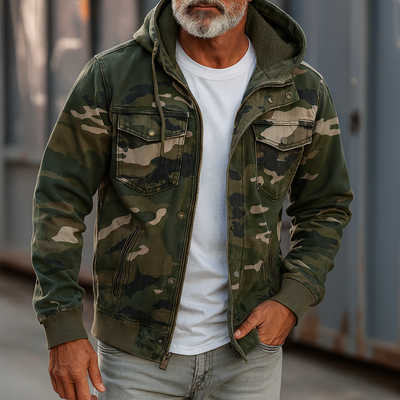 Tarnfarbene Cargo-Jacke mit Kapuze – Robuste und Funktionale Outdoor-Jacke