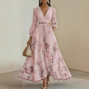 Lena | Damen Maxikleid elegant modern plissiert – Rosa