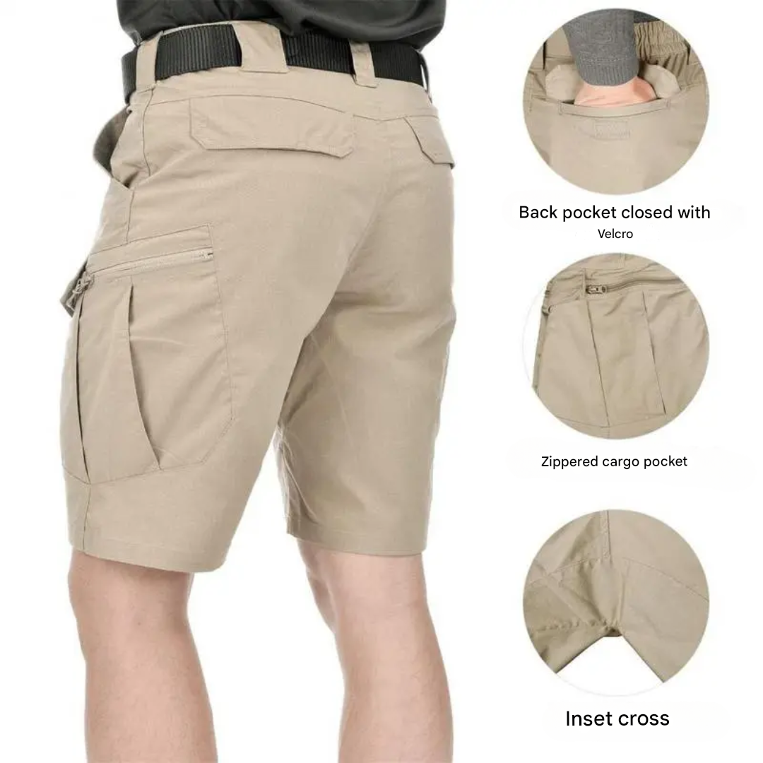Herren Outdoor Shorts mit 6 Reißverschlusstaschen - FlexTrek Cargo Shorts