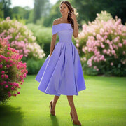 Trägerloses Midi-Kleid für Frauen – Elegantes Sommerkleid mit fließender Passform – Lila