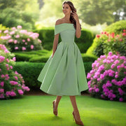 Trägerloses Midi-Kleid für Frauen – Elegantes Sommerkleid mit fließender Passform – Grün