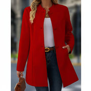 Übergangsjacke Damen – Kurzmantel mit Stehkragen & Knöpfen – Rot