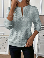 Delorina - Soft-Touch Reißverschluss-Pullover – Grau