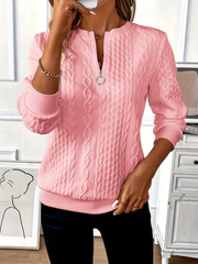 Delorina - Soft-Touch Reißverschluss-Pullover – Rosa