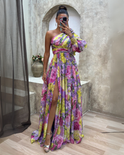 Maud™ - Elegante Kleid mit Langen Ärmeln – Regenbogen