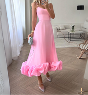 Fenna™ - Stilvolle Weit Ausgestellte Kleid – Rosa