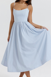 Sommerfeld | Elegantes Korsett Sommer Midi Kleid – Hellblau