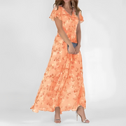 Davonie - Stilvolles Blumenkleid – Orange