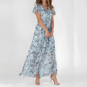 Davonie - Stilvolles Blumenkleid – Blau