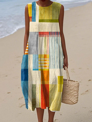Eve™ Geometrisches Midi-Kleid – Mehrfarbig