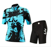 BORA Fahrradbekleidung | Kurzarmtrikot + Trägershorts – blau