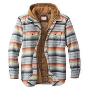 Simon | Herren Patchwork Flanelljacke Winter Gefüttert Kapuze Reißverschluss – Schiefergrau Kariert