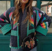 Vintage Jacke Karomuster – Mehrfarbig