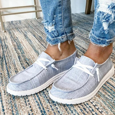 Damen Schnür-Slip-On-Schuhe aus Canvas