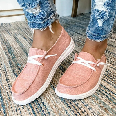 Damen Schnür-Slip-On-Schuhe aus Canvas
