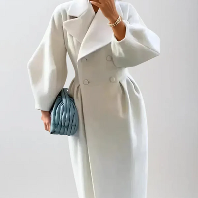 Stilvoller Wollmantel | Doppelreihig & Raffinierte Ärmel | Feminine Eleganz