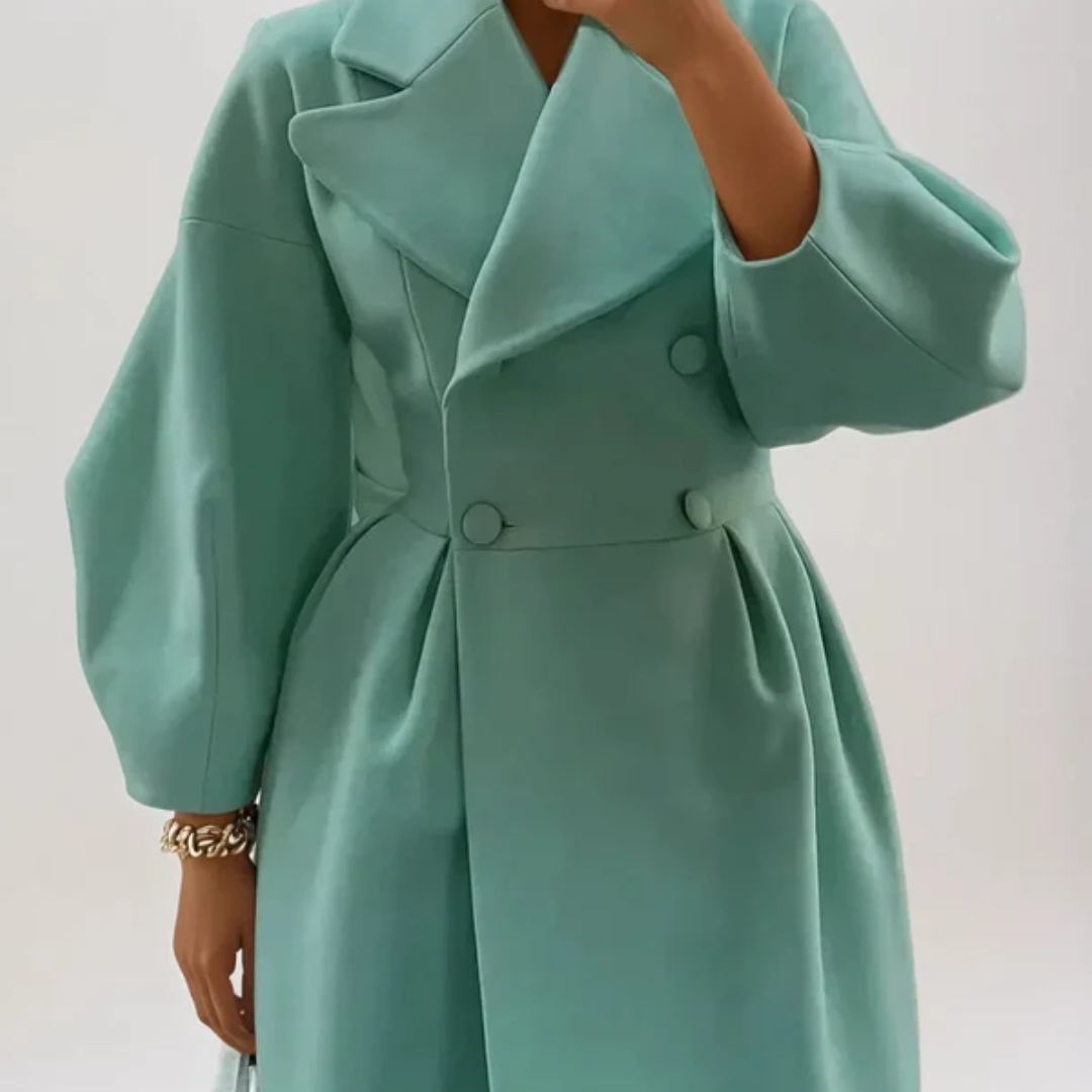 Stilvoller Wollmantel | Doppelreihig & Raffinierte Ärmel | Feminine Eleganz