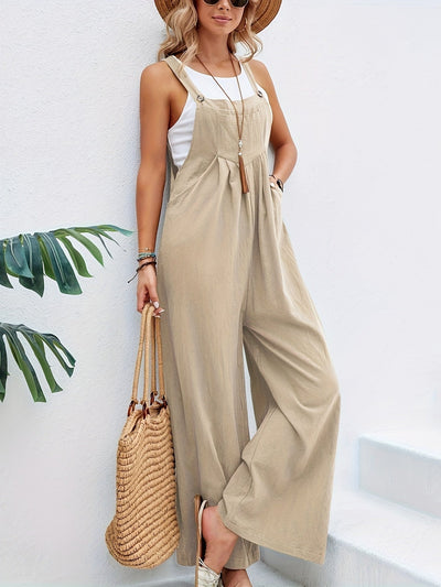 Ärmelloser Boho Leinen-Jumpsuit für Damen