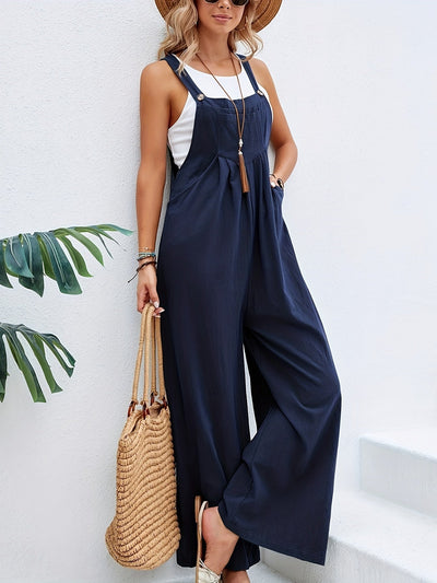 Ärmelloser Boho Leinen-Jumpsuit für Damen