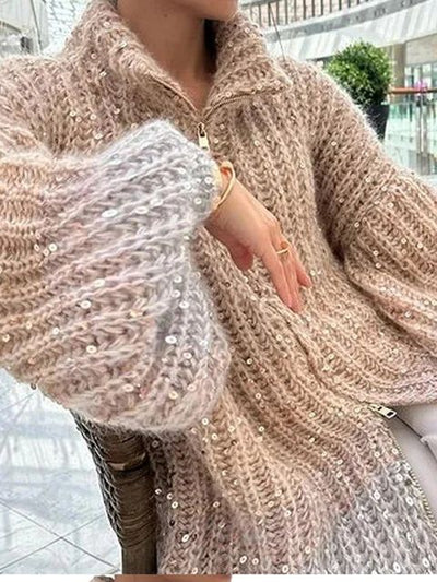 Angelina | Luxuriöser Strickpulli mit eleganten Glitzerdetails