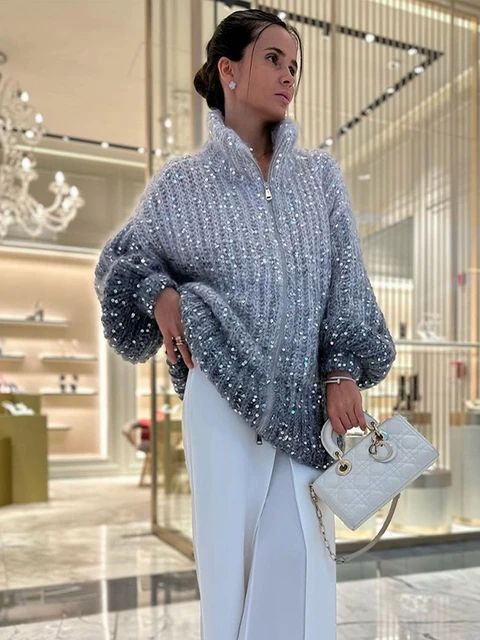 Angelina | Luxuriöser Strickpulli mit eleganten Glitzerdetails